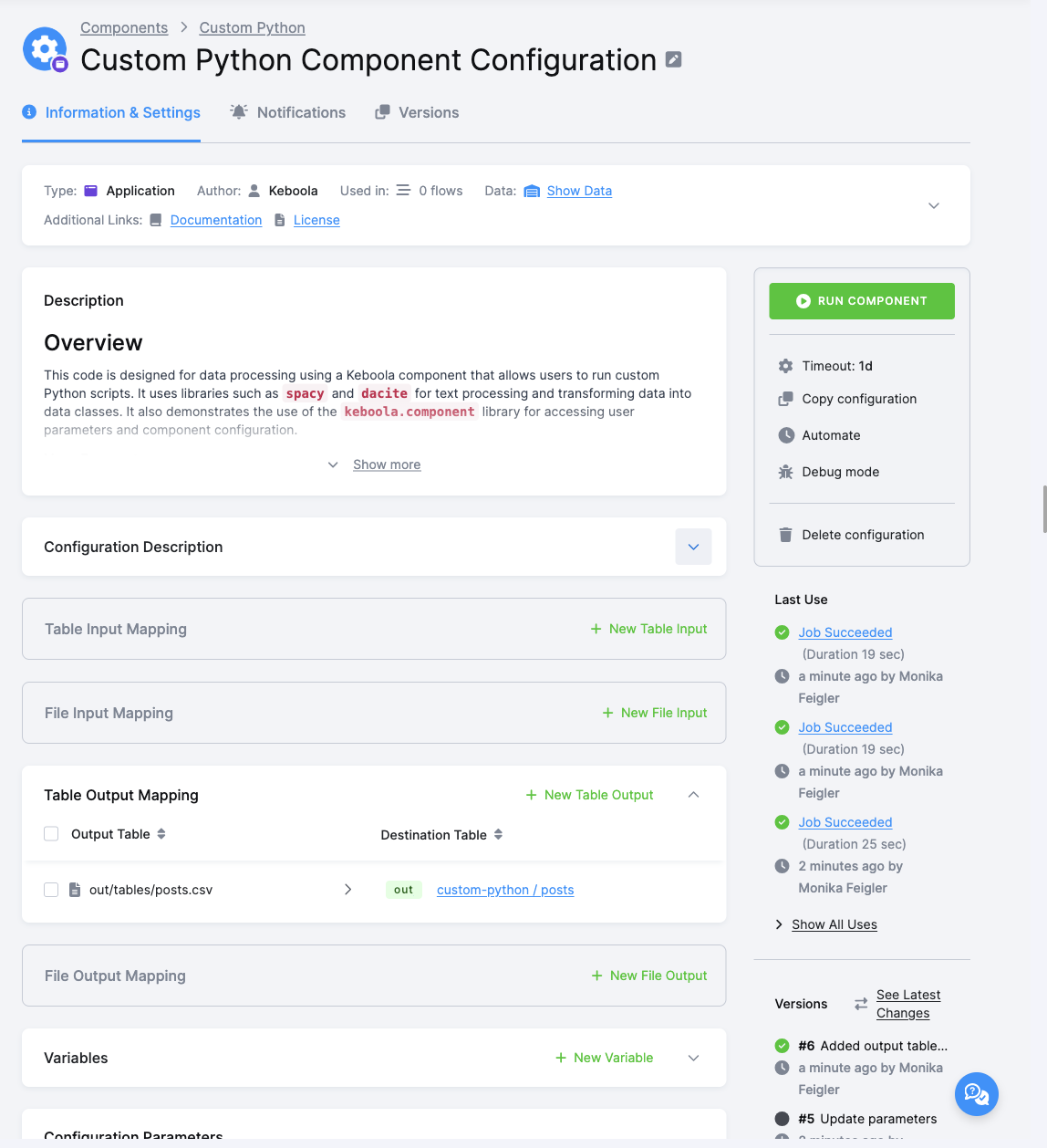 Screenshot - Custom Python Component Overview