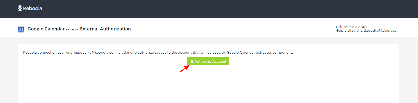 Screenshot - External Authorization page