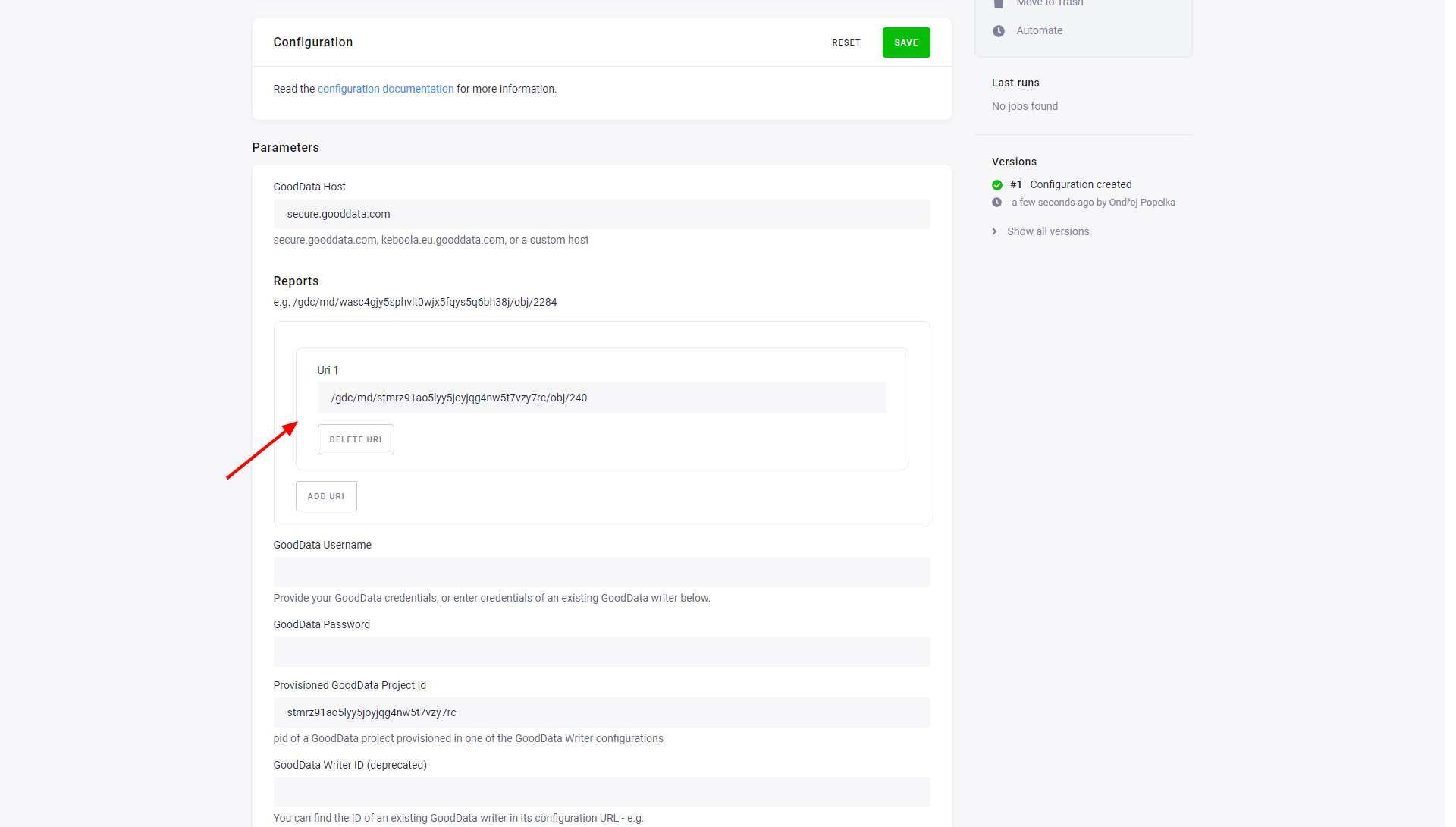 Screenshot - GoodData URI